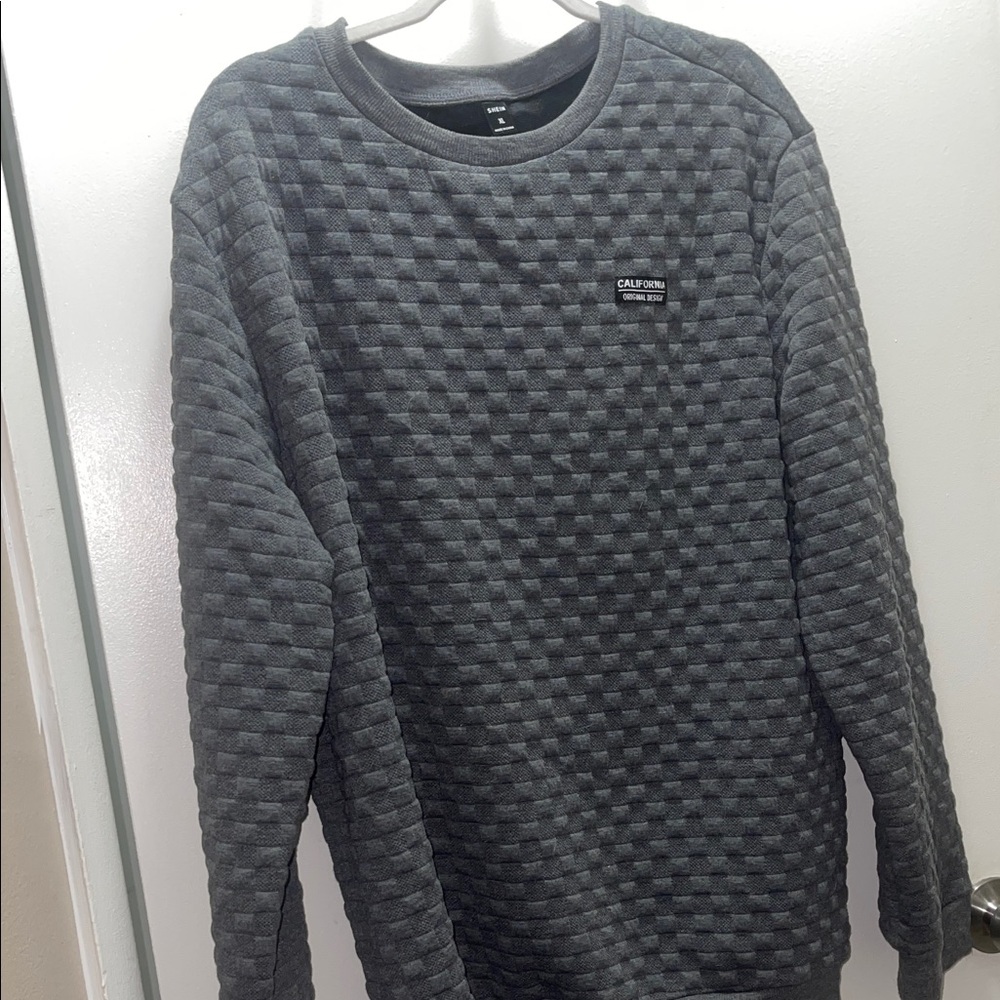 SHEIN Dark Gray Textured Crewneck Sweater